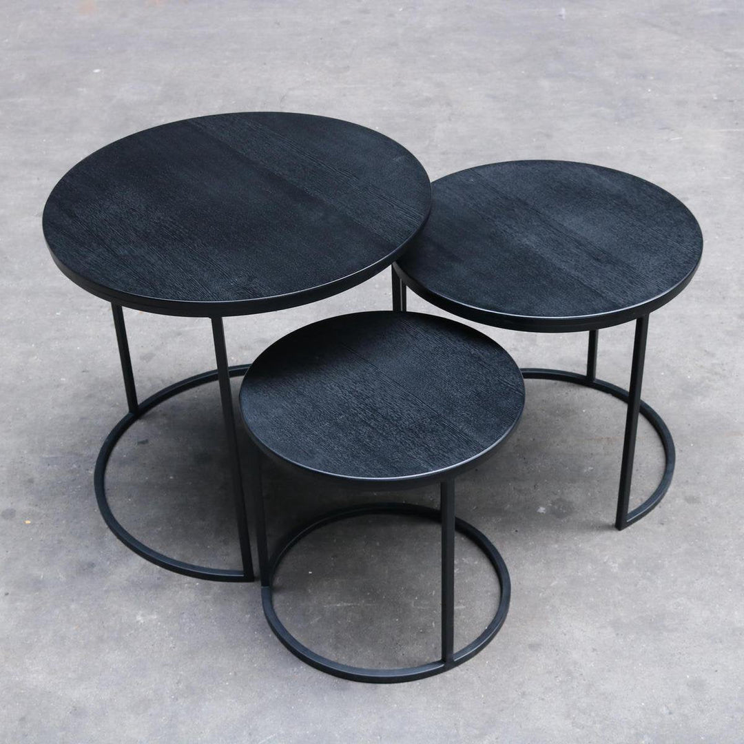 Blackish Side Roundy Lounge Living Room Center Nesting Tables (Set of 3) | Furniture | Waseeh Pakistan