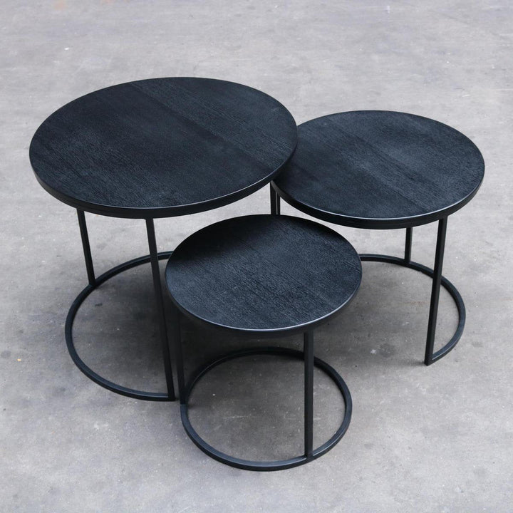 Blackish Side Roundy Lounge Living Room Center Nesting Tables (Set of 3) | Furniture | Waseeh Pakistan