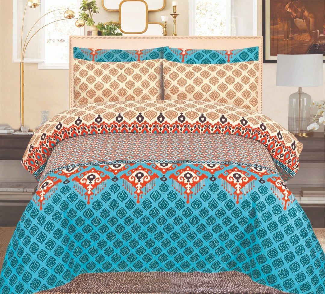 Blue & Beige Bed Sheet | Home Décor | Waseeh Pakistan