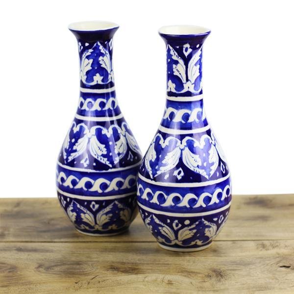 Blue felicity Vase 2pcs-Blue pottery | Home Décor | Waseeh Pakistan