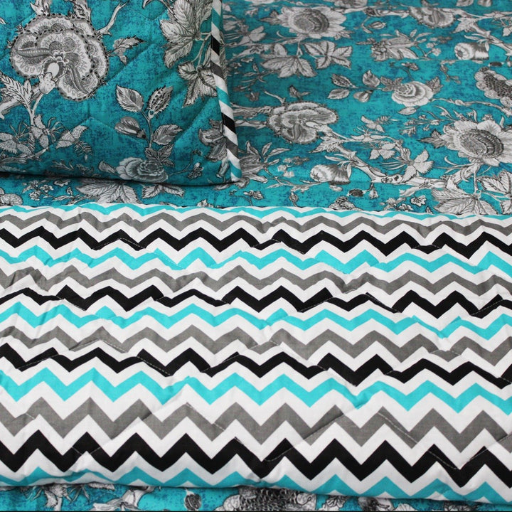 Blue Floral - Cotton Bed Spread Set - 6 pc | Home Décor | Waseeh Pakistan