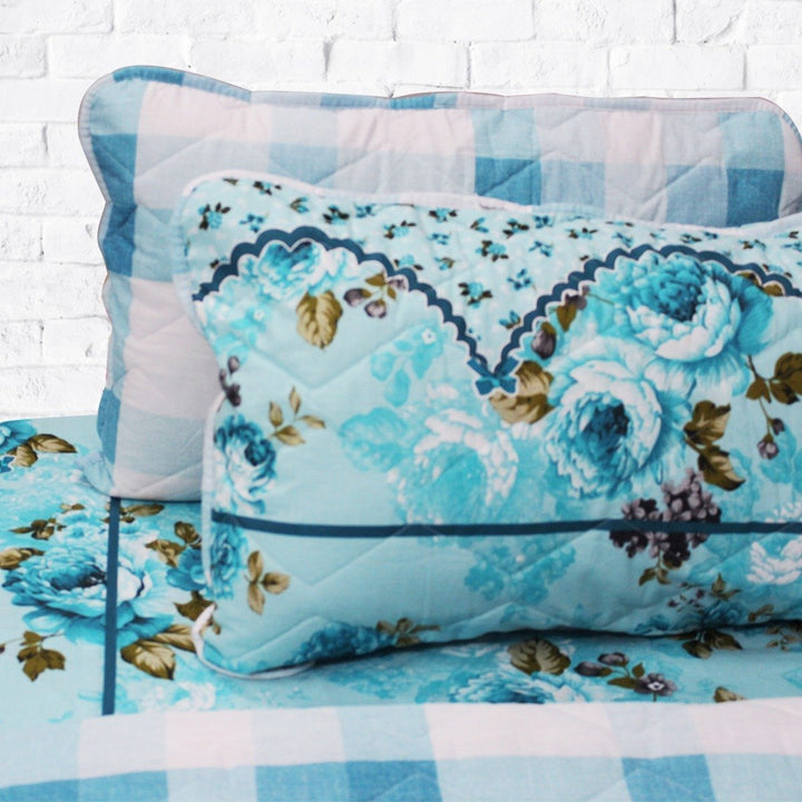 Blue Font - Export Quality Bed Spread Set - 6 pc | Home Décor | Waseeh Pakistan