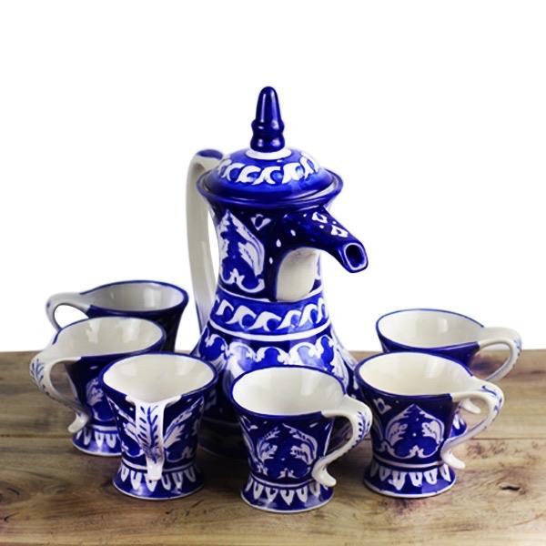 Blue Pottery Kawa Set | Home Décor | Waseeh Pakistan