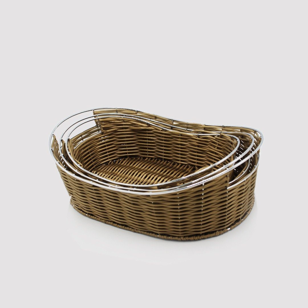 Braided Basket - Set of 3 - Oval | kitchen item | Waseeh Pakistan