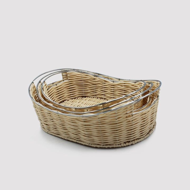 Braided Basket - Set of 3 - Oval | kitchen item | Waseeh Pakistan