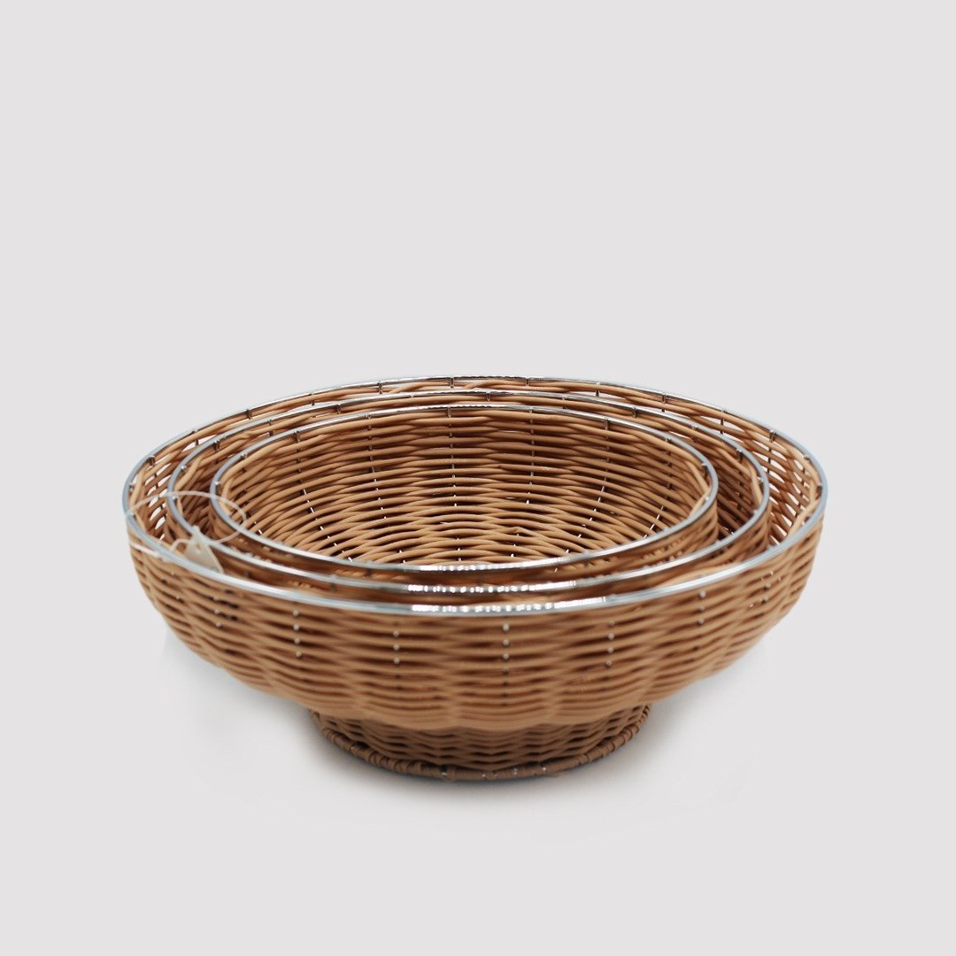 Braided Basket - Set of 3 - Round | kitchen item | Waseeh Pakistan