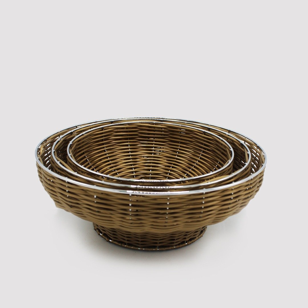 Braided Basket - Set of 3 - Round | kitchen item | Waseeh Pakistan