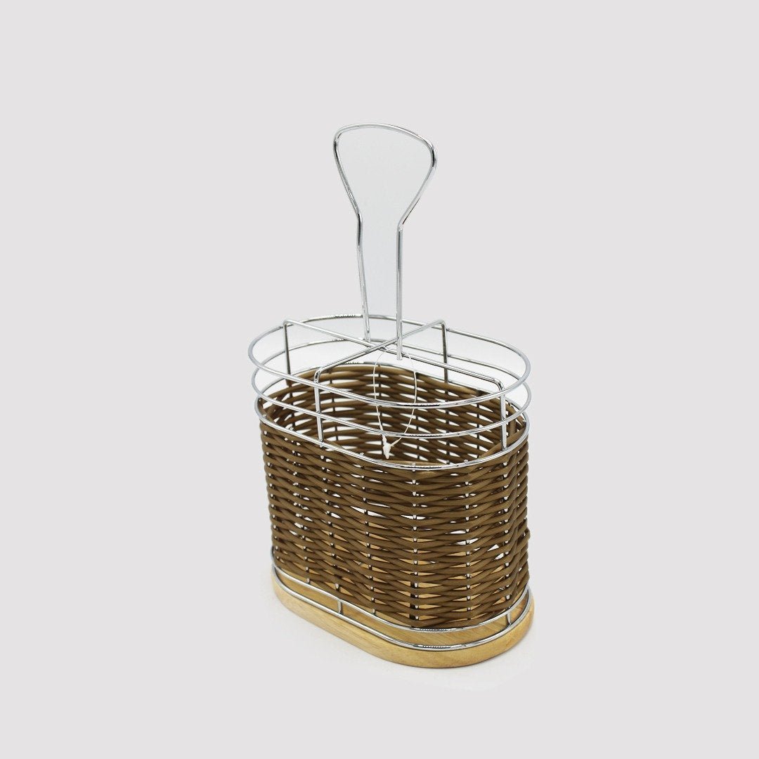 Braided Basket with wooden base - Oval | kitchen item | Waseeh Pakistan
