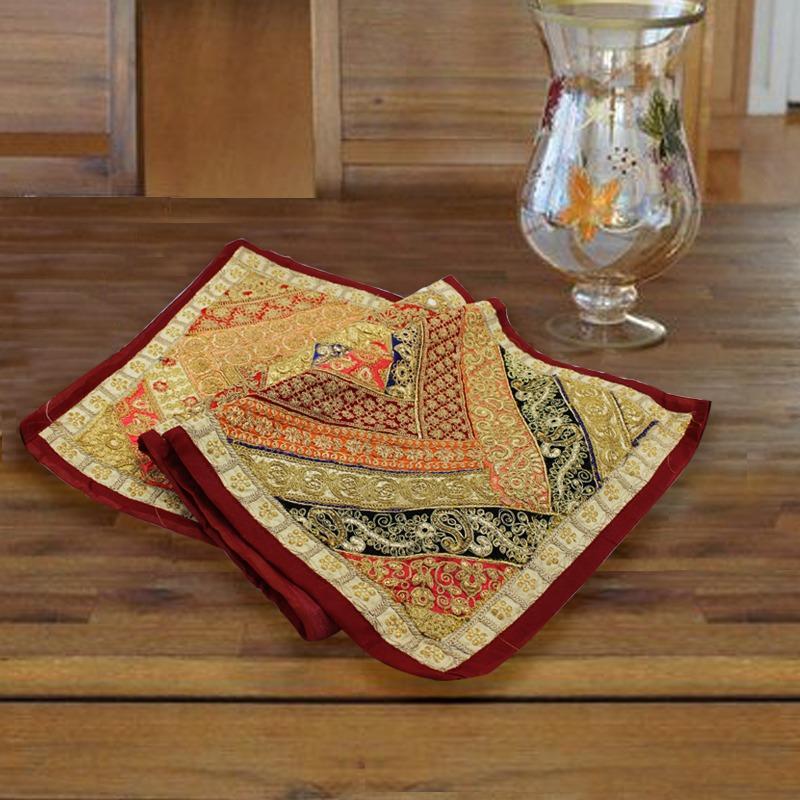 Brown border embroided table runner-1pc | Home Décor | Waseeh Pakistan