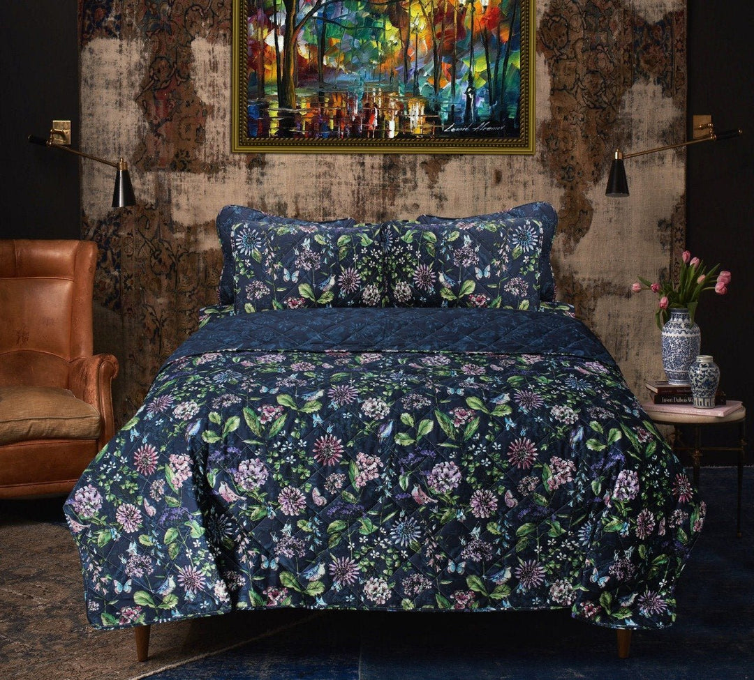 Bundle of Colors - 6 Pieces - Bed Spread Set - Blue Floral | Home Décor | Waseeh Pakistan