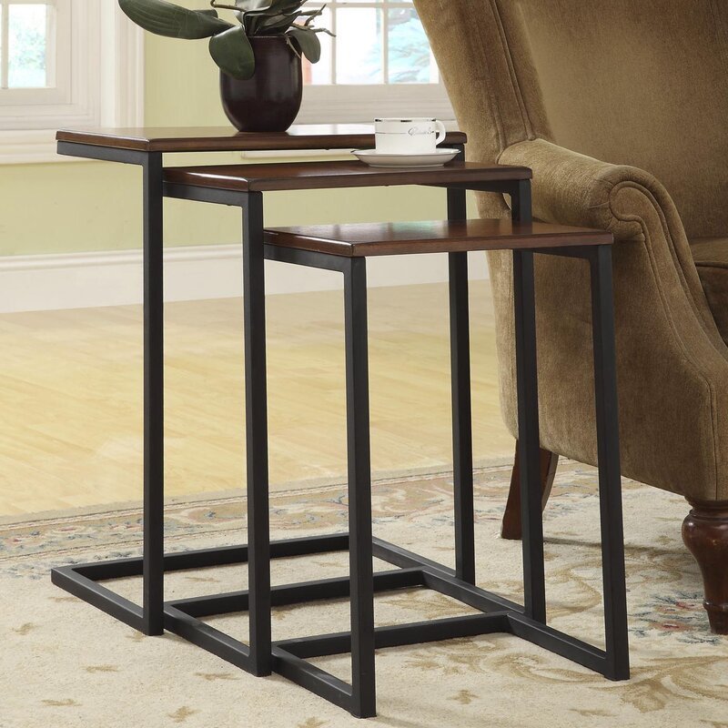 C Type Wooden Living Lounge Drawing Room Nesting Tables (3Pcs) | Furniture | Waseeh Pakistan