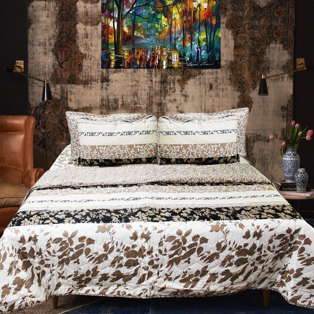 cappuccino Floral - Cotton Quality Bed Spread Set - 6 pcs | Home Décor | Waseeh Pakistan