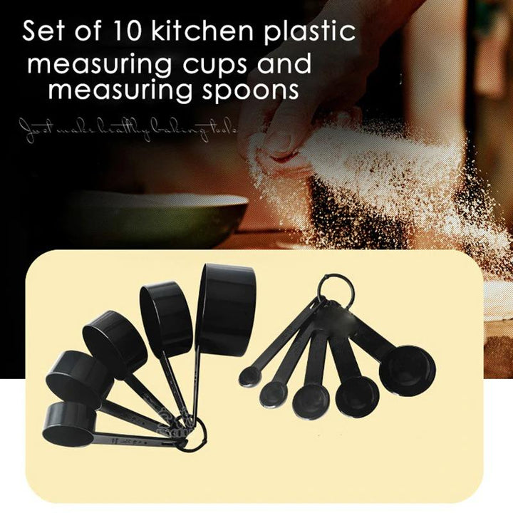 Carbon Black Measuring Spoons (10pcs) | kitchen item | Waseeh Pakistan