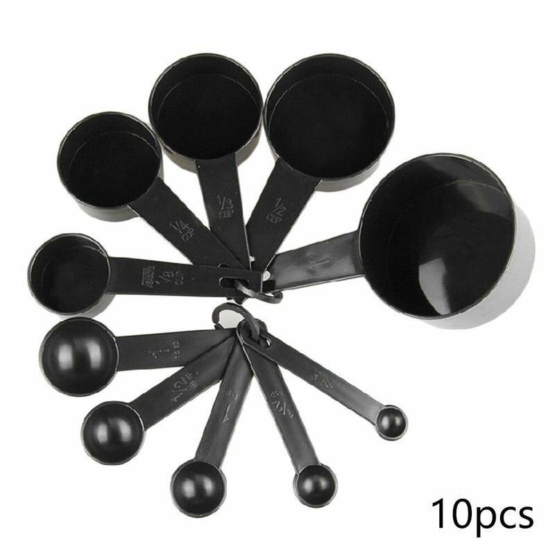 Carbon Black Measuring Spoons (10pcs) | kitchen item | Waseeh Pakistan