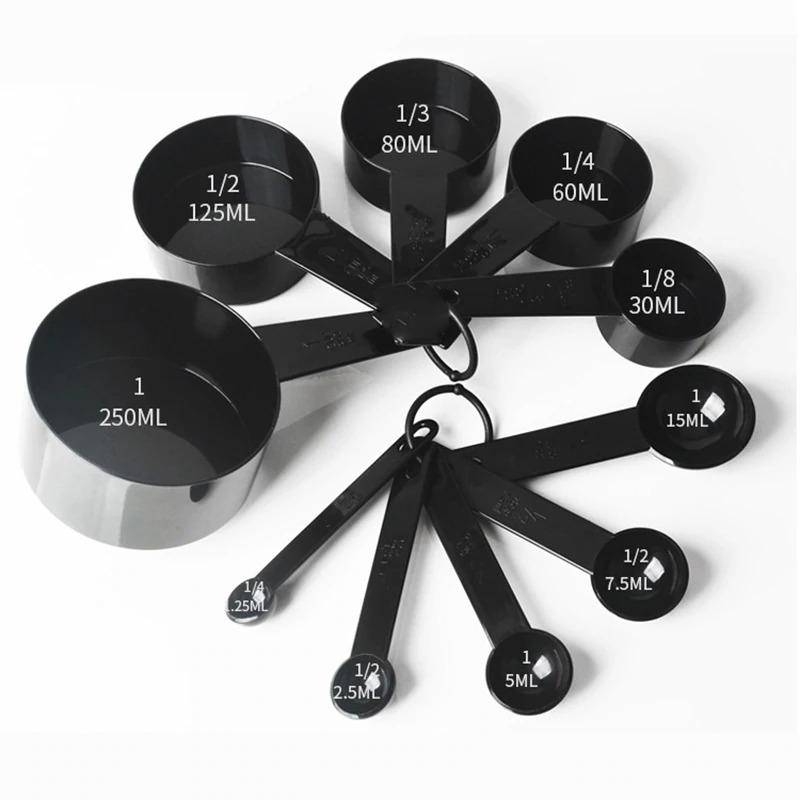Carbon Black Measuring Spoons (10pcs) | kitchen item | Waseeh Pakistan