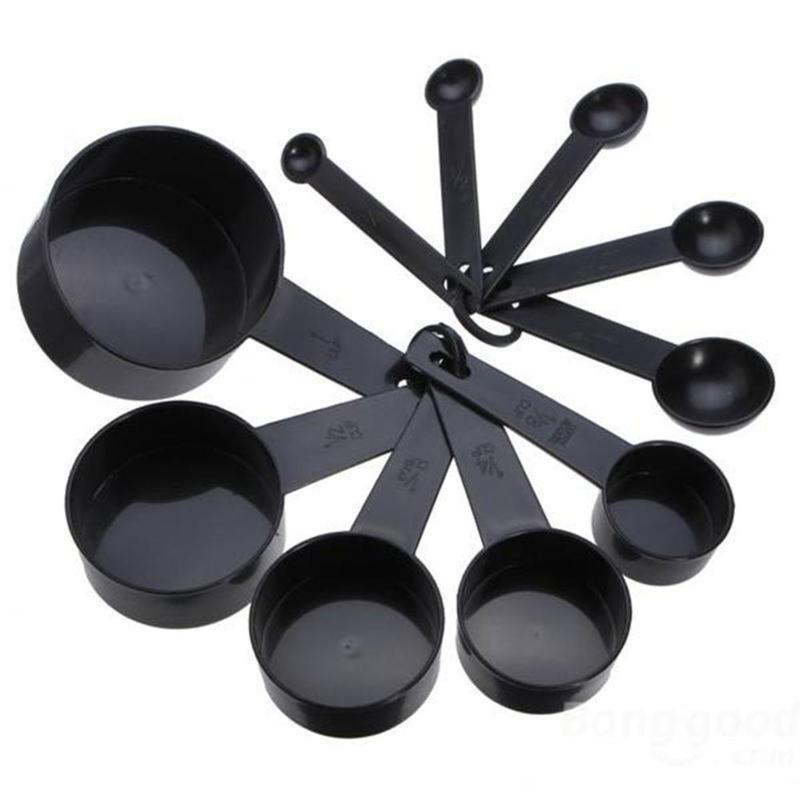 Carbon Black Measuring Spoons (10pcs) | kitchen item | Waseeh Pakistan