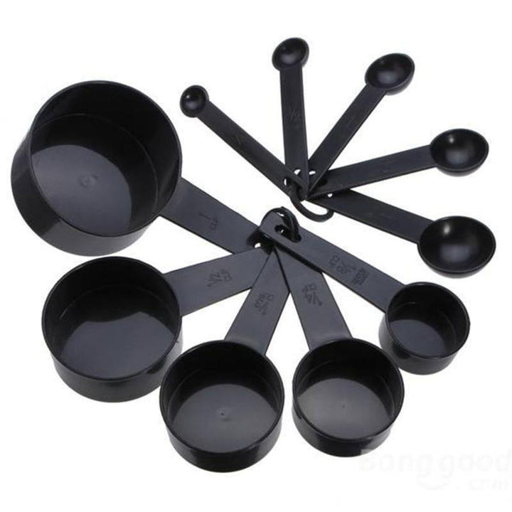 Carbon Black Measuring Spoons (10pcs) | kitchen item | Waseeh Pakistan