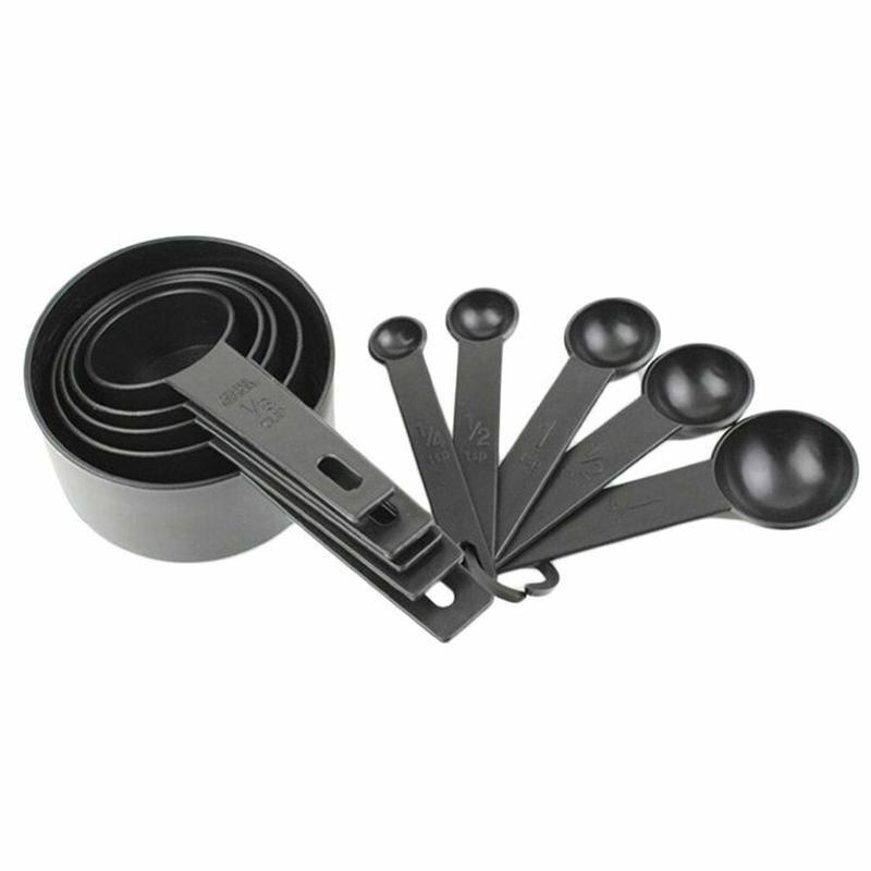 Carbon Black Measuring Spoons (10pcs) | kitchen item | Waseeh Pakistan