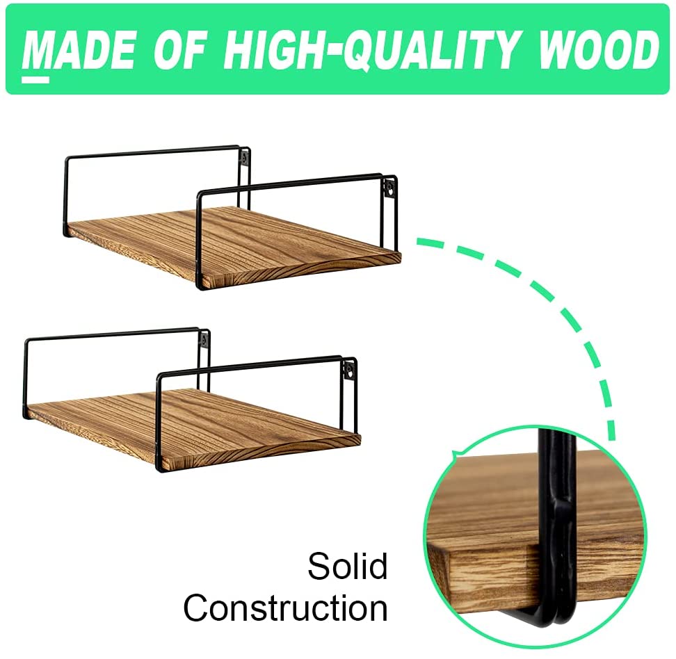 Carbonized Lounge Living Room Floating Organizer Shelve (Set of 2) - | Furniture | Waseeh Pakistan