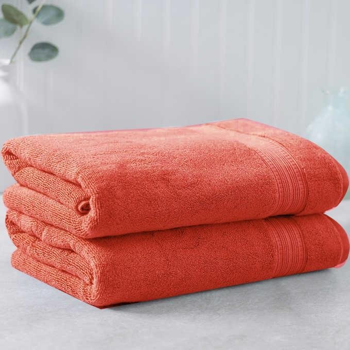 Carrot Red Egyptian Cotton Towel - Pack of 2 | Home Décor | Waseeh Pakistan