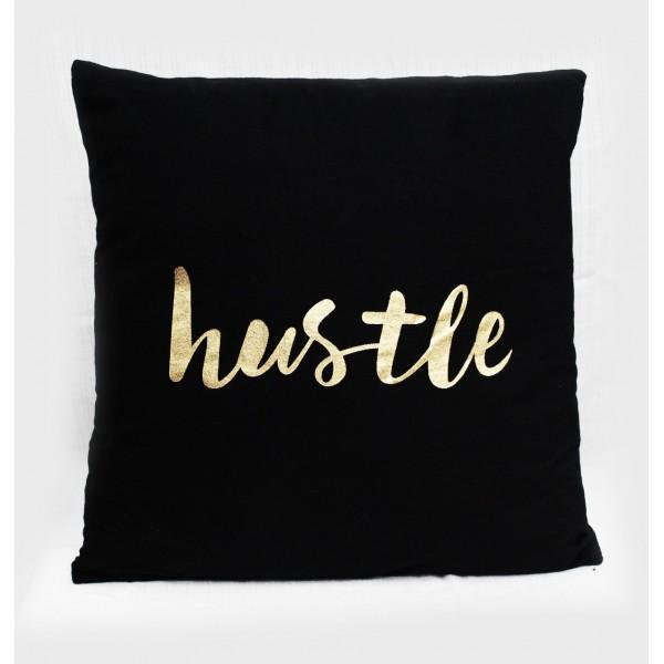 Hustle - Golden Printed Cushion Cover - waseeh.com