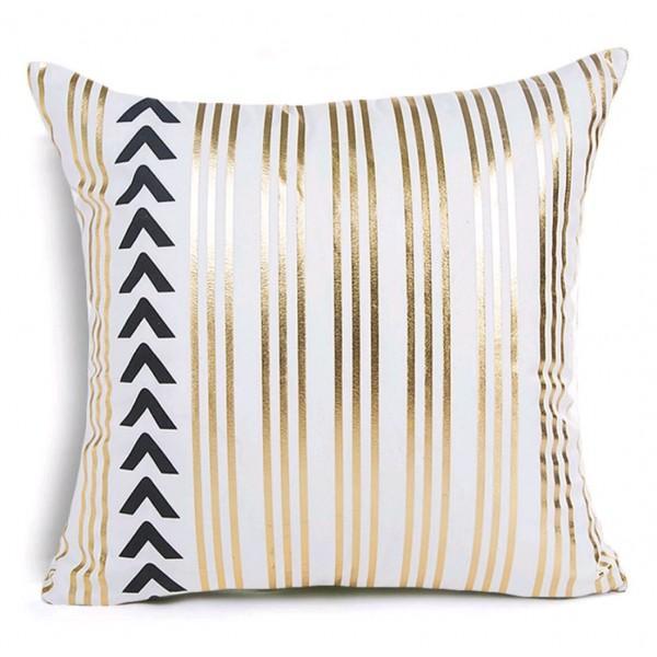 Golden Lined - Golden Printed Cushion Cover - waseeh.com