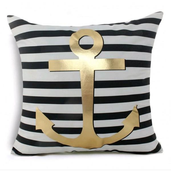 Golden Anchor - Golden Printed Cushion Cover - waseeh.com