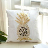 Pineapple - Golden Printed Cushion Cover - waseeh.com