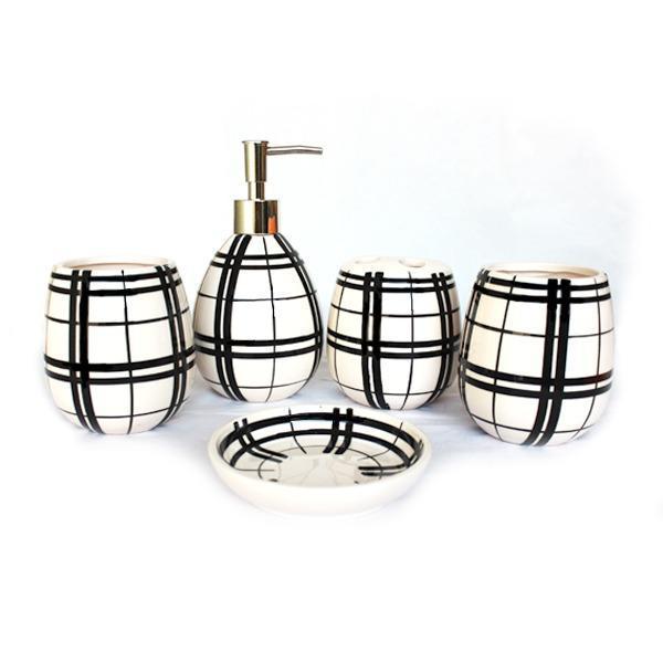 Ceramic Bathroom Set - 5 pc boxes pattern | Home Décor | Waseeh Pakistan