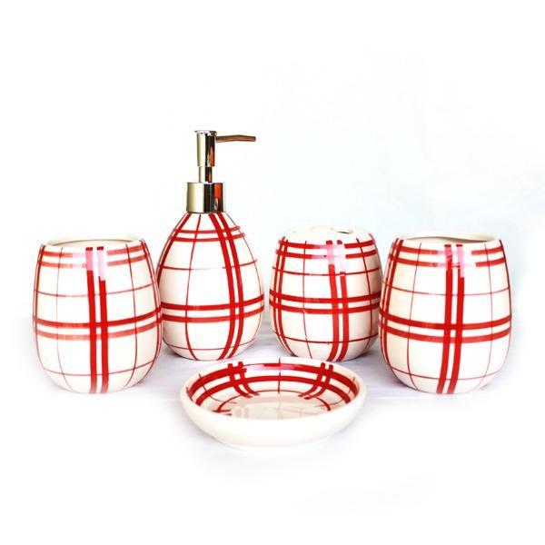 Ceramic Bathroom Set - 5 pc boxes pattern | Home Décor | Waseeh Pakistan