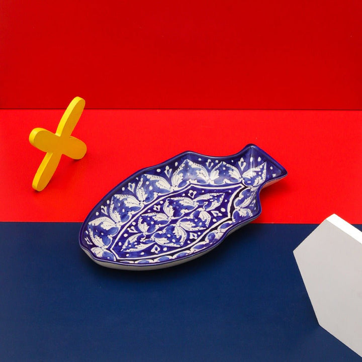 Ceramic Serving Fish Dish-blue pottery - Multani Art | Not Sale FB | Waseeh Pakistan