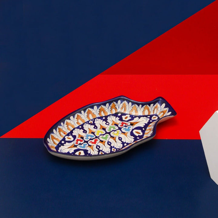 Ceramic Serving Fish Dish-blue pottery - Multani Art | Not Sale FB | Waseeh Pakistan