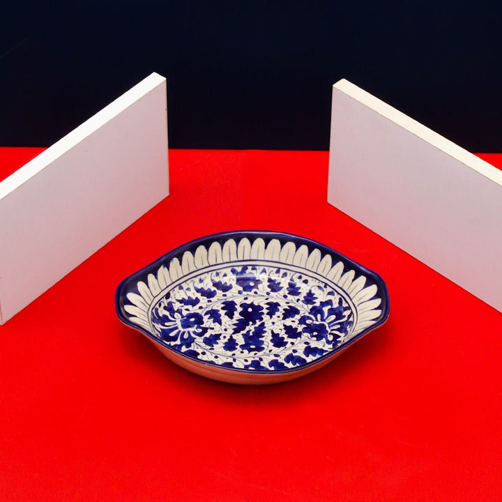 Ceramic Serving Oval Dish-blue pottery - Multani Art | Home Décor | Waseeh Pakistan
