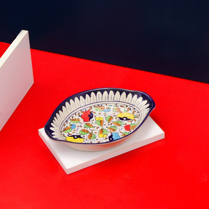 Ceramic Serving Oval Dish-blue pottery - Multani Art | Home Décor | Waseeh Pakistan