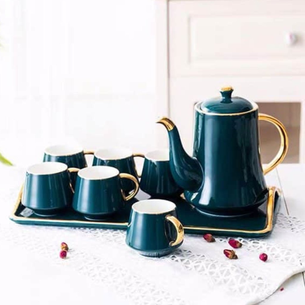 Ceramic Teapot with Tea Cups and Tray | kitchen item | Waseeh Pakistan