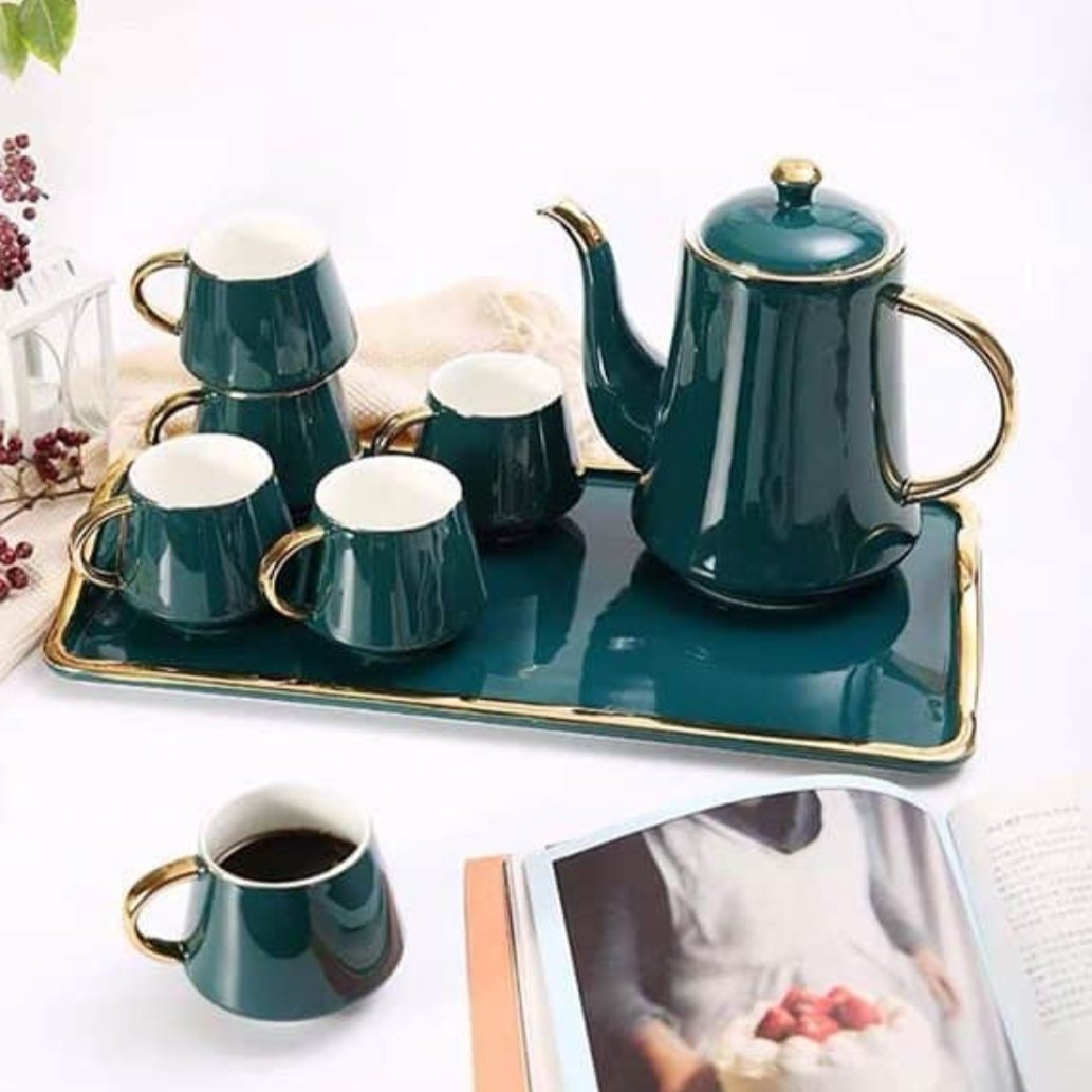Ceramic Teapot with Tea Cups and Tray | kitchen item | Waseeh Pakistan