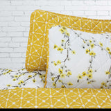 Touch of White / Mustard Floral- 6 Pieces Bed Spread Set - waseeh.com