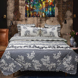 Gray Floral - Cotton Bed Spread Set - 6 pc - waseeh.com