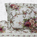 Megenta Floral Over White Spread - 6 Pieces Bed Spread Set - waseeh.com