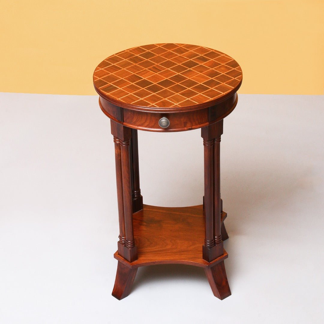 Chess Blocks Living Lounge Bedroom Shisham Side Table | Furniture | Waseeh Pakistan