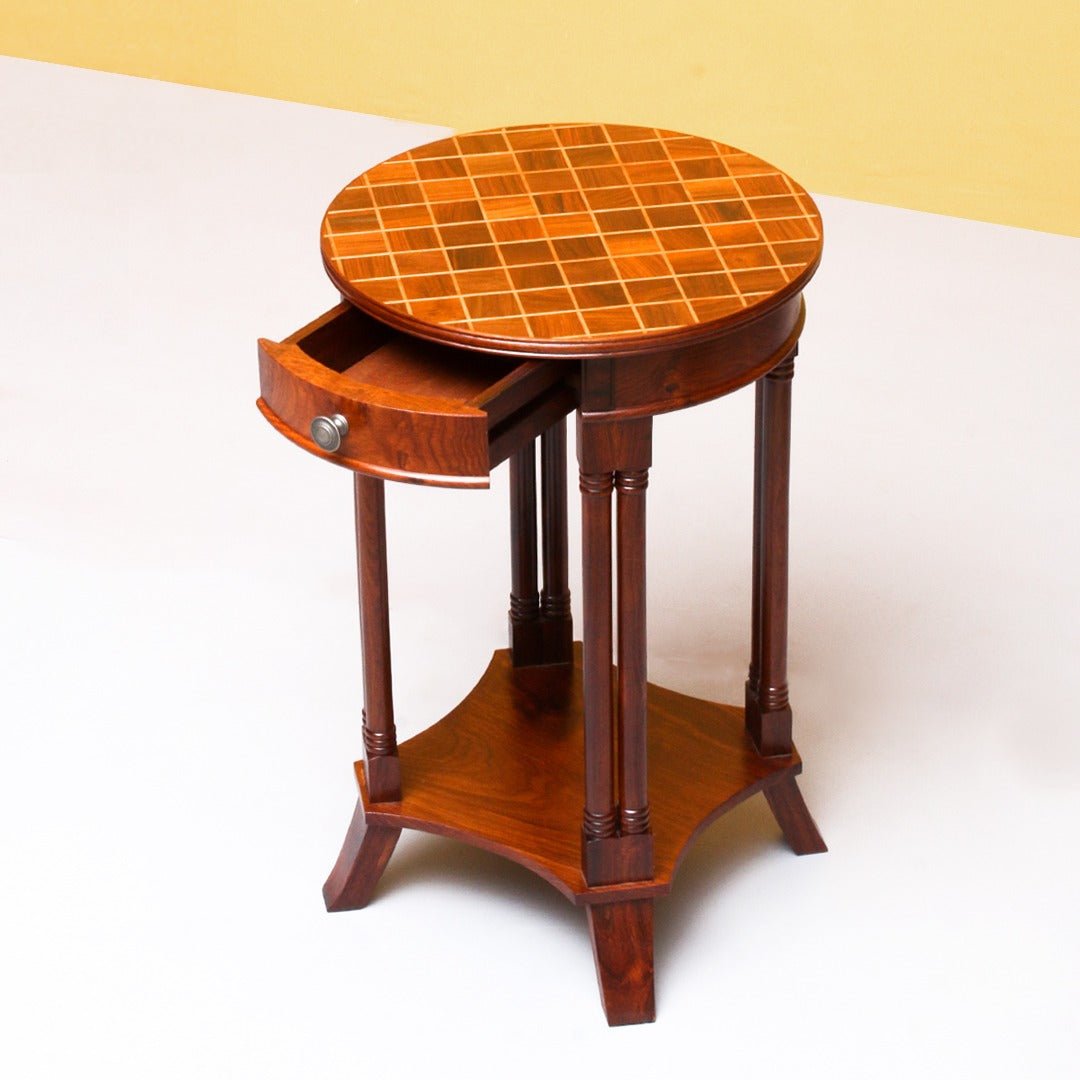 Chess Blocks Living Lounge Bedroom Shisham Side Table | Furniture | Waseeh Pakistan