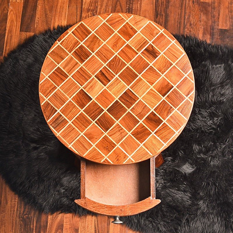Chess Blocks Living Lounge Bedroom Shisham Side Table | Furniture | Waseeh Pakistan