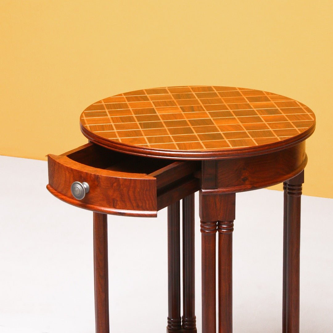 Chess Blocks Living Lounge Bedroom Shisham Side Table | Furniture | Waseeh Pakistan