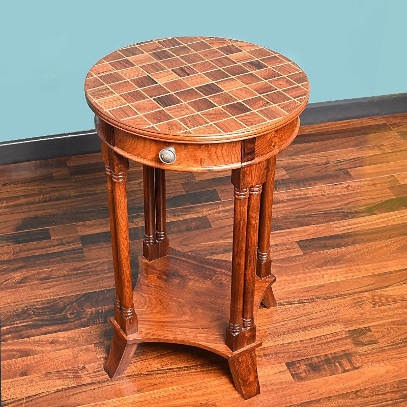 Chess Blocks Living Lounge Bedroom Shisham Side Table | Furniture | Waseeh Pakistan