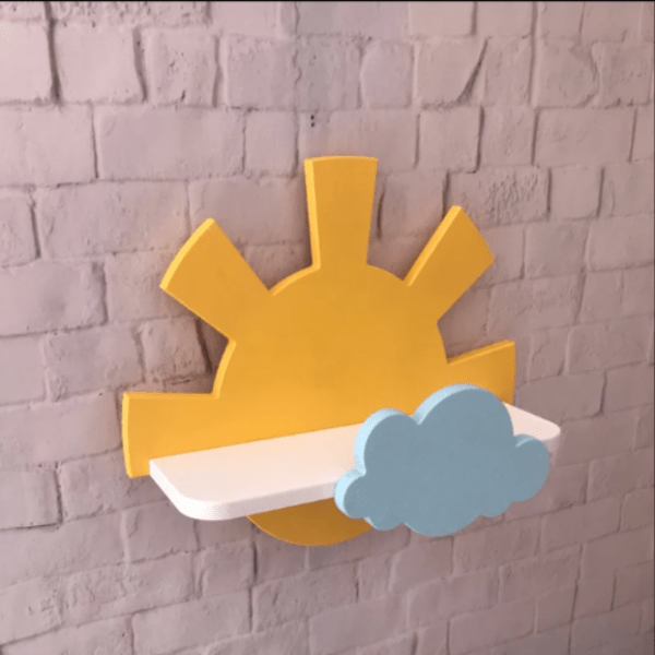 Cloudy Sun Kids Bedroom Floating Organizer Shelve Decor | Furniture | Waseeh Pakistan