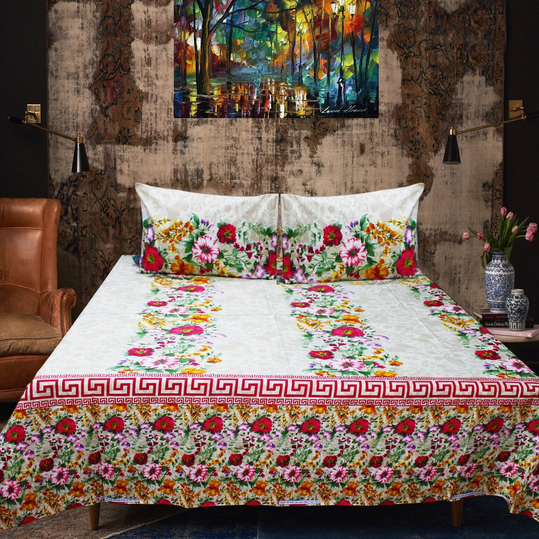 cotton double bed sheet with 2 pillow cases | Home Décor | Waseeh Pakistan