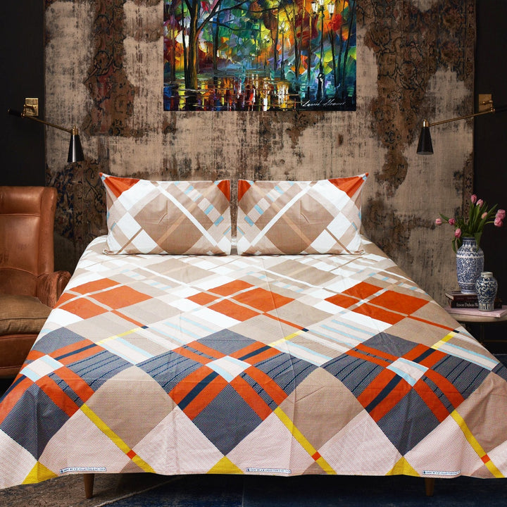 Cotton Double Bed Sheet With 2 Pillow cases | Home Décor | Waseeh Pakistan