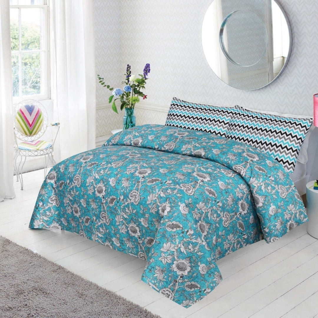 Cotton Double Bed Sheet With 2 Pillow cases | Home Décor | Waseeh Pakistan