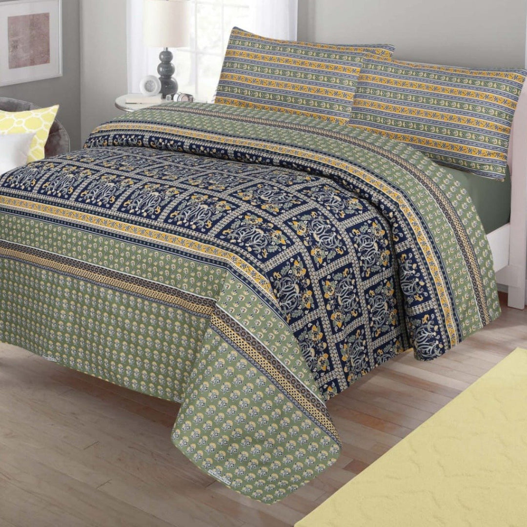 Cotton Double Bed Sheet With 2 Pillow cases | Home Décor | Waseeh Pakistan