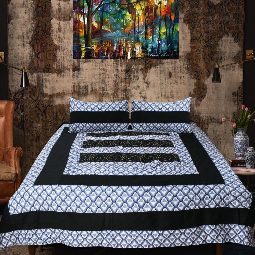 Cotton Satin Patch Work Bedsheet | Home Décor | Waseeh Pakistan